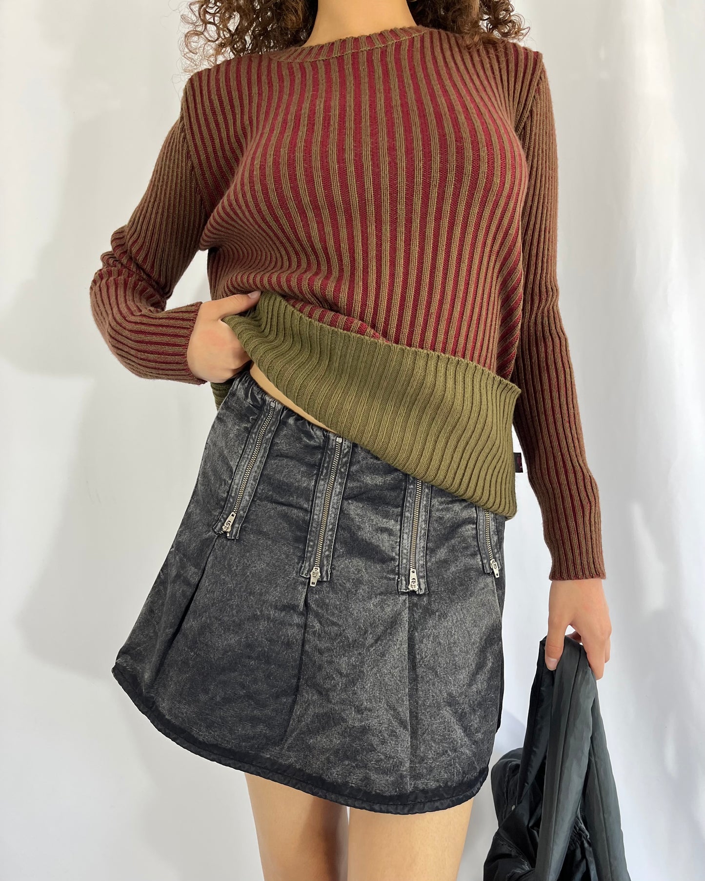 zip mini skirt, S/M