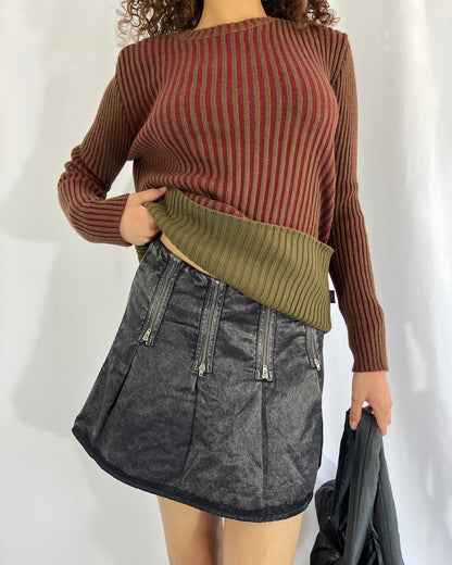 zip mini skirt, S/M