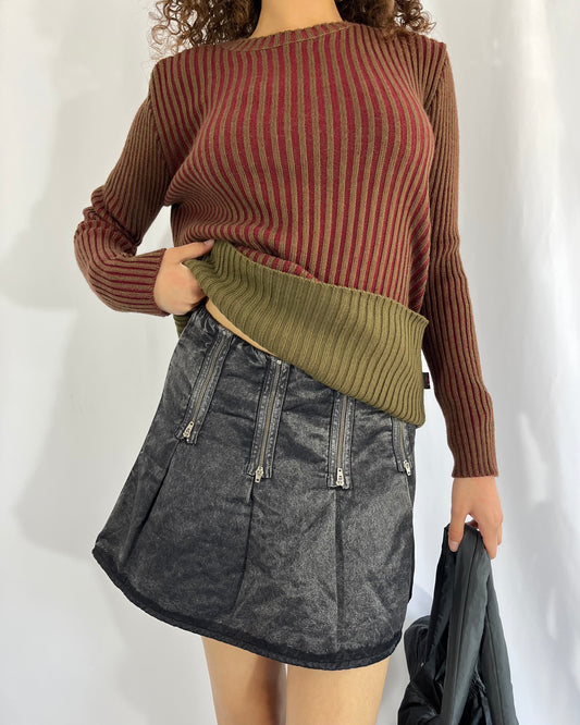 zip mini skirt, S/M