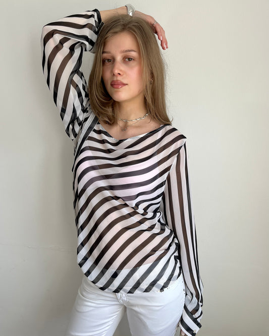 striped blouse, M